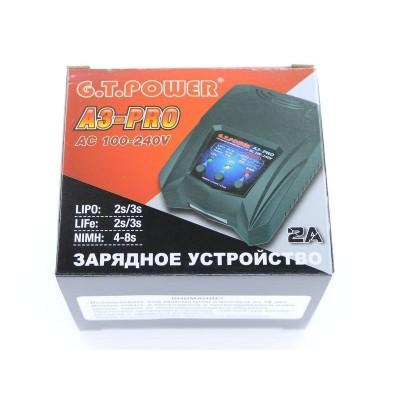Универсальное З/У G.T.Power A3PRO-V1 LiPo/NiMh (220В/2A/2-3S) T-plug/TRX/Tamiya/Mini Tamiya/XT60