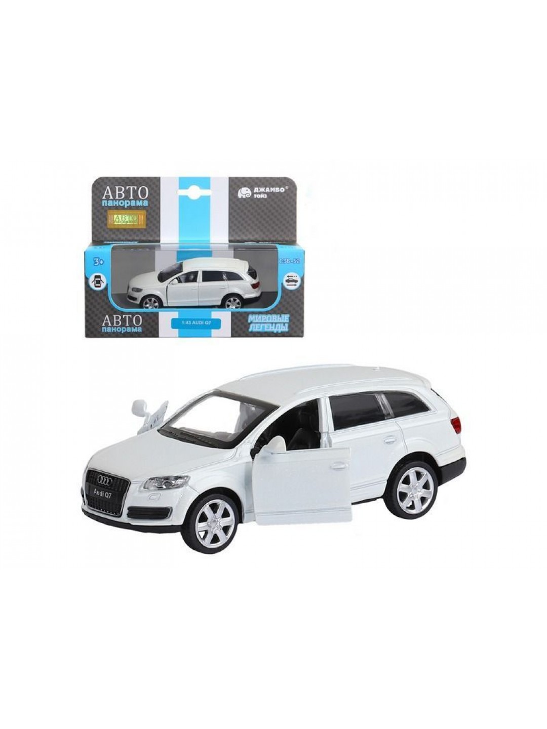 Машина "АВТОПАНОРАМА" Audi Q7, белый, 1/43, инерция, в/к 17,5*12,5*6,5 см