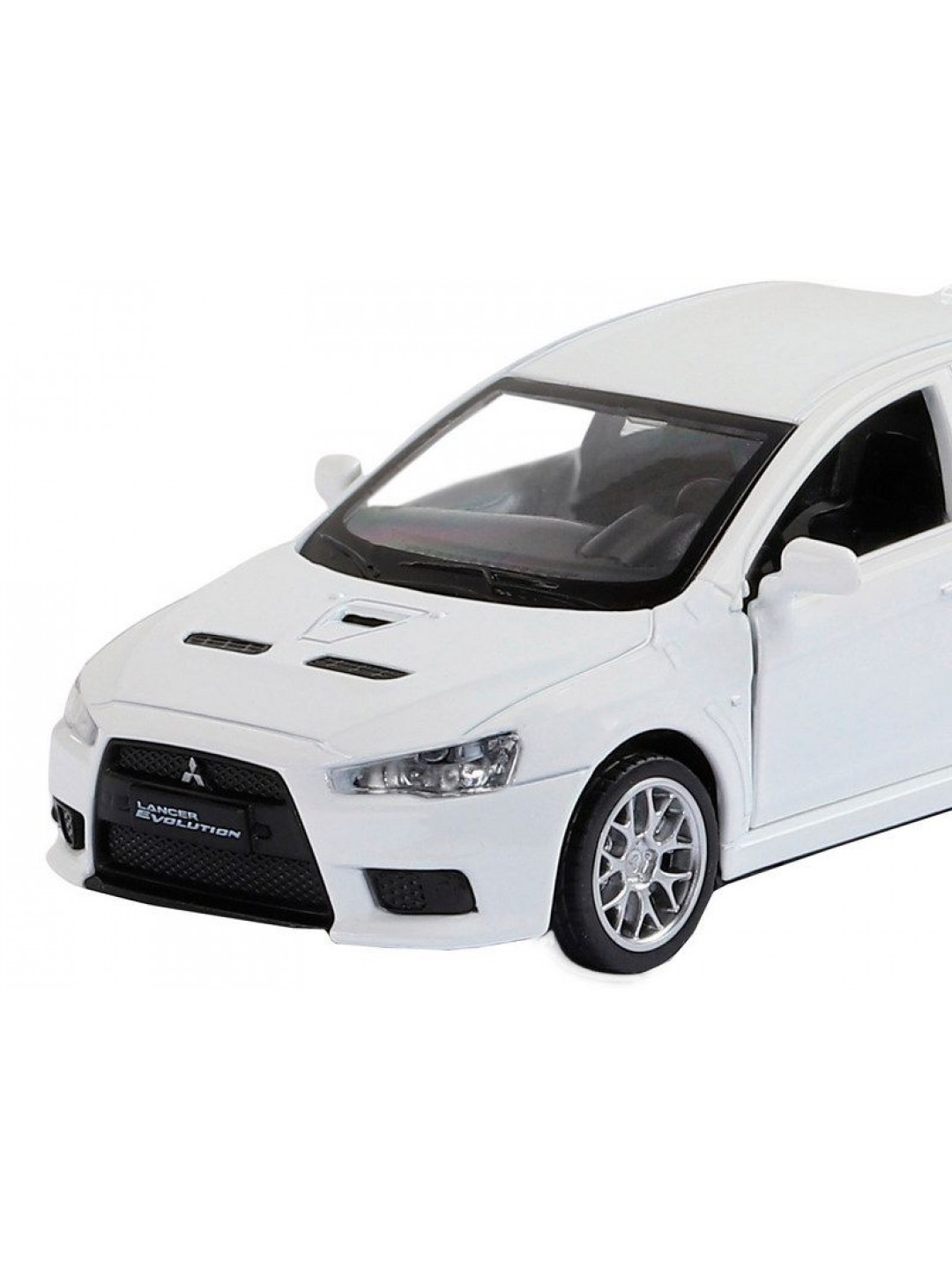 Машина "АВТОПАНОРАМА" Mitsubishi Lancer Evolution, белый, 1/41, откр. двери, в/к 17,5*12,5*6,5 см