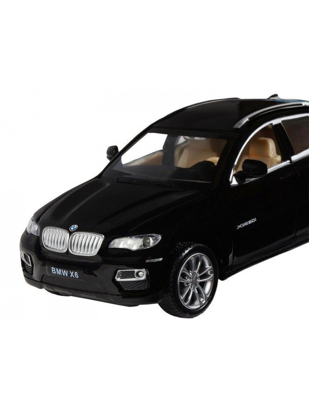 Машина "АВТОПАНОРАМА" BMW X6, черный, 1/32, свет, звук, инерция, в/к 17,5*13,5*9 см