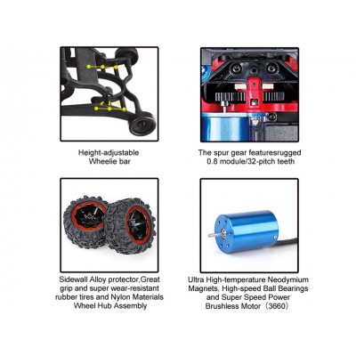 Радиоуправляемый монстр Remo Hobby Dinosaurs Master Brushless UPGRADE (красный) 4WD 2.4G 1/8 RTR