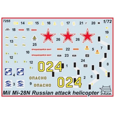 Сборная модель ZVEZDA Российский ударный вертолет Ми-28НЭ "Ночной охотник", 1/72