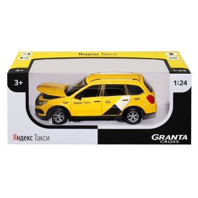 Машина "АВТОПАНОРАМА" Яндекс.Такси LADA GRANTA CROSS, желтый, 1/24, в/к 24,5*12,5*10,5 см