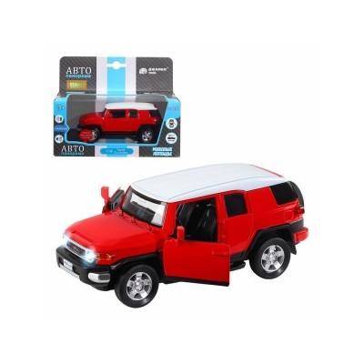 Машина "АВТОПАНОРАМА" Toyota FJ Cruiser, красный, 1/32, свет, звук, инерция, в/к 17,5*13,5*9 см