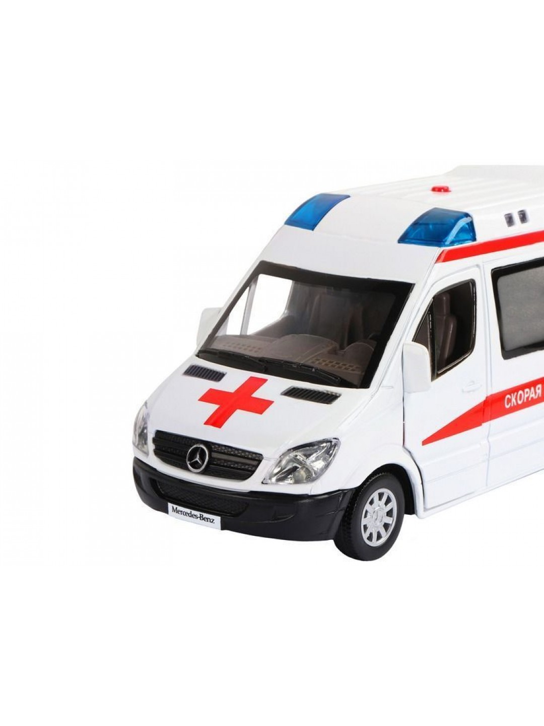 Машина "АВТОПАНОРАМА" Mercedes Sprinter "Скорая помощь", белый, 1/32, в/к 18*9*13,5 см