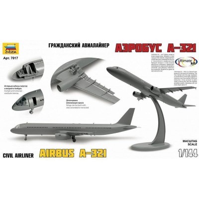 Сборная модель ZVEZDA Пассажирский авиалайнер Аэробус А-321, 1/144