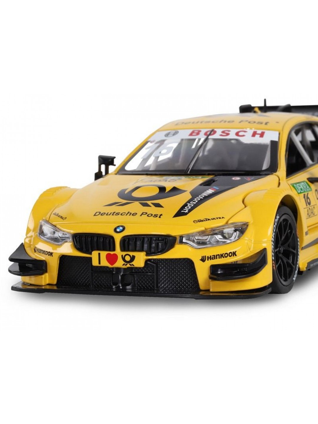 Машина "АВТОПАНОРАМА" BMW M4, желтый, 1/24, свет, звук, в/к 24,5*12,5*10,5 см