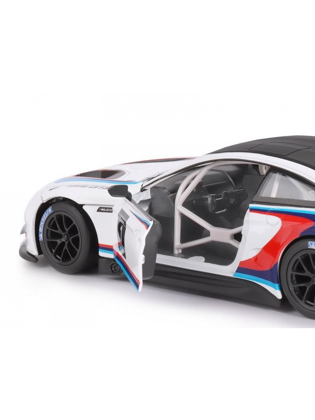 Машина "АВТОПАНОРАМА" BMW M6 GT3, белый, 1/24, свет, звук, в/к 24,5*12,5*10,5 см