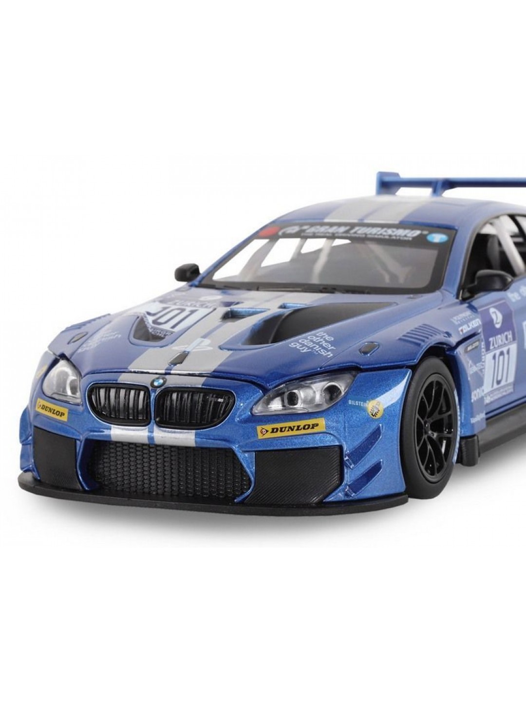 Машина "АВТОПАНОРАМА" BMW M6 GT3, синий, 1/24, свет, звук, в/к 24,5*12,5*10,5 см