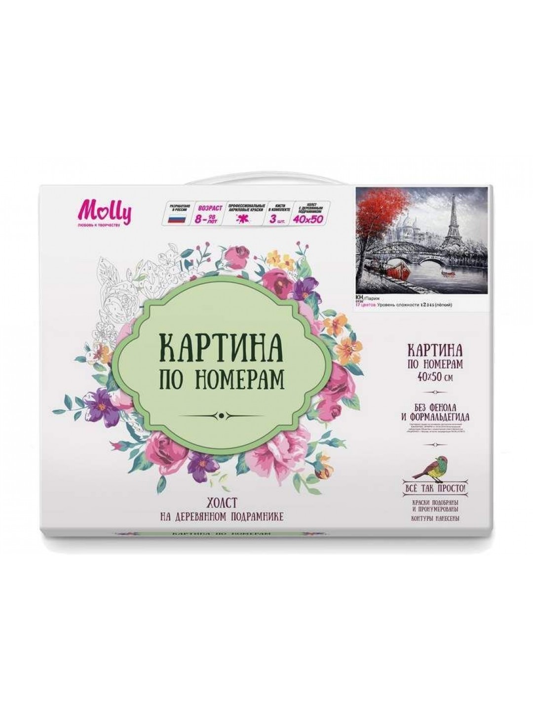 Картина по номерам 40х50 ПАРИЖСКИЙ ПЕЙЗАЖ (17 цветов)