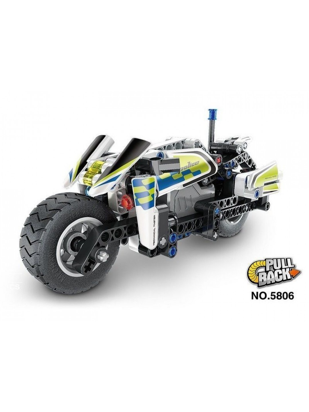 Конструктор Qihui Mechanical Master Полицейский мотоцикл совместим с QH5805, инерц. (193 детали)