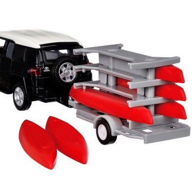 Машина "АВТОПАНОРАМА" Toyota FJ Cruiser c прицепом с досками для серфинга, 1/43, инерция, в/к