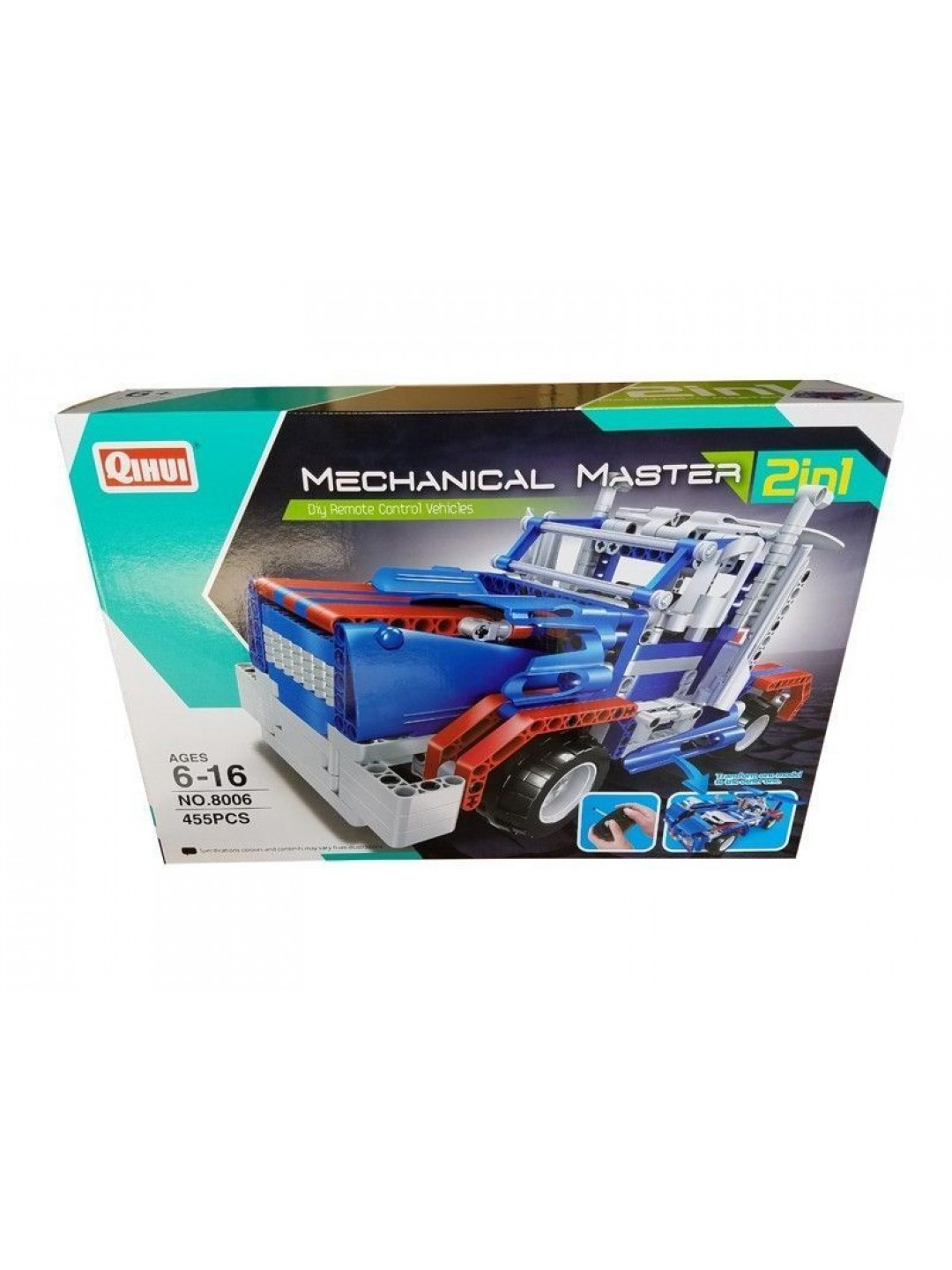 Р/У конструктор Qihui Mechanical Master 2 в 1 Тягач и Спорткар (455 деталей)