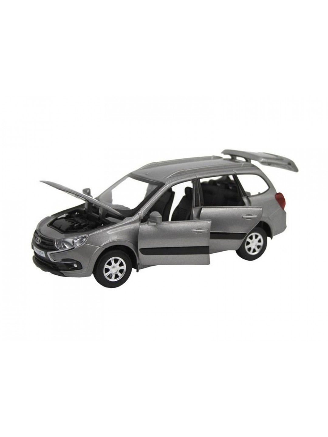 Машина "АВТОПАНОРАМА" LADA GRANTA CROSS, серый, 1/24, свет, звук, инерция, в/к 24,5*12,5*10,5 см