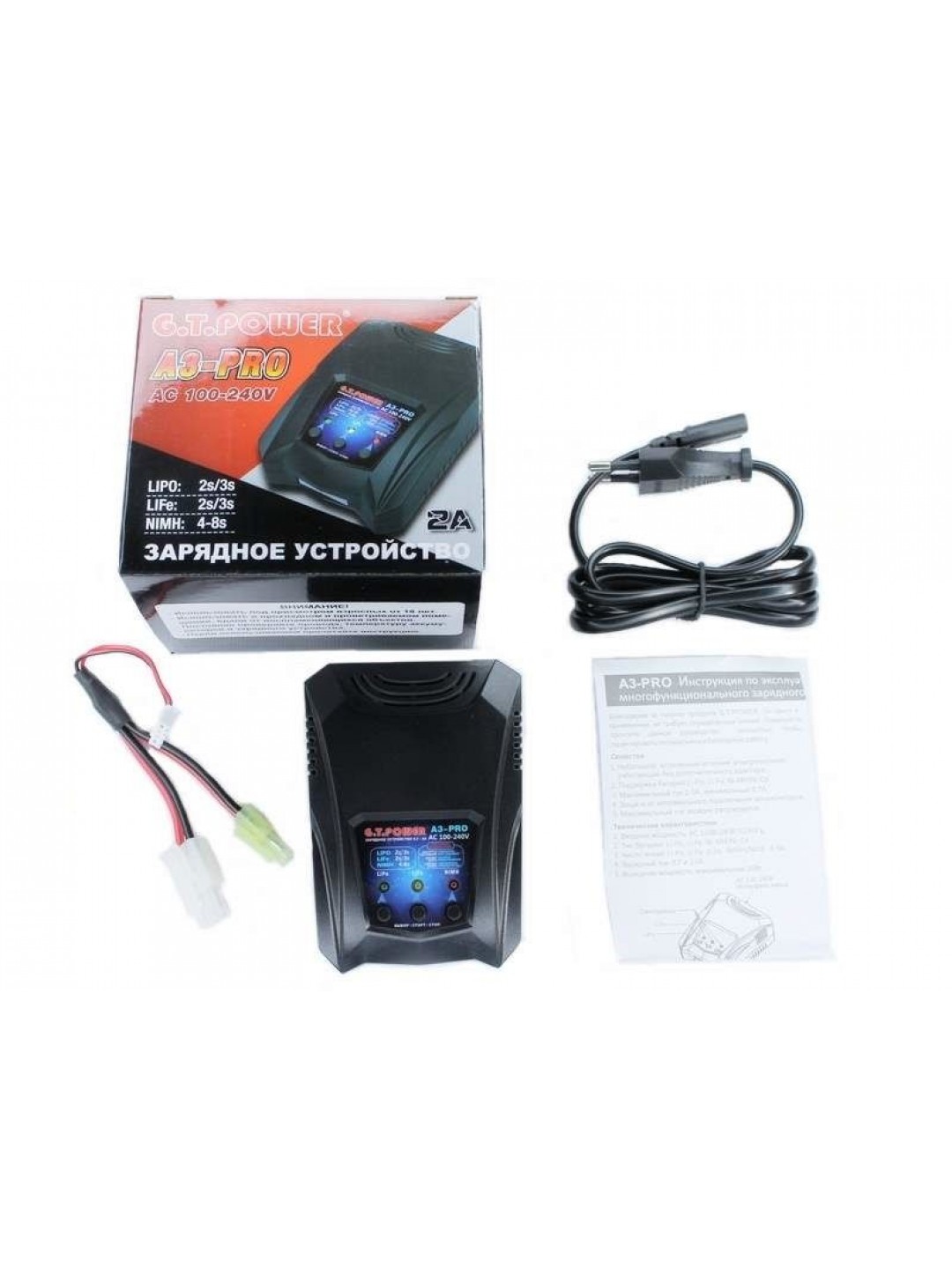 Универсальное З/У G.T.Power A3PRO-V2 LiPo/NiMh (220В/2A/2-3S) Tamiya/Mini Tamiya