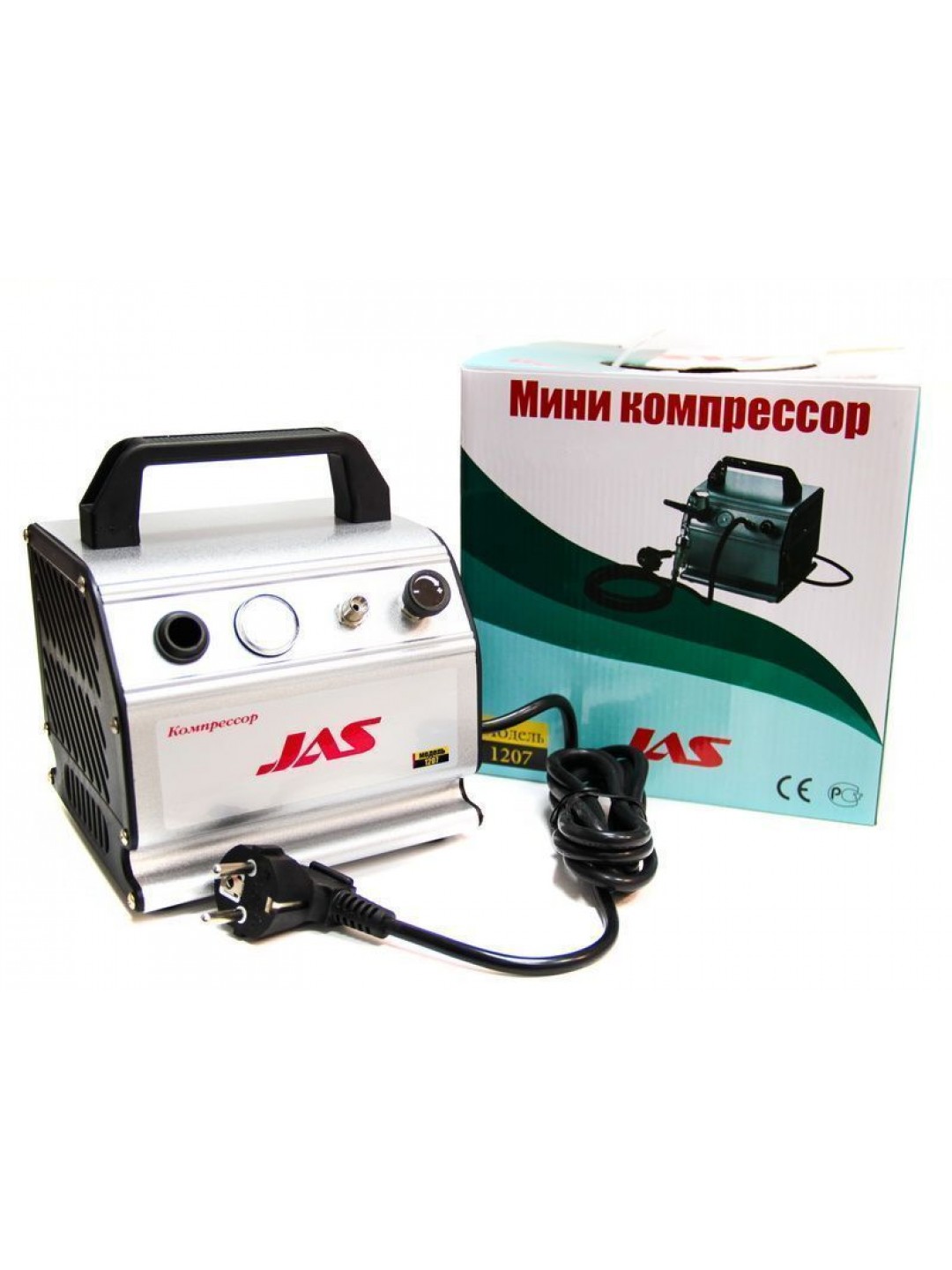 Компрессор JAS 1207, с регулятором давления, автоматика, ресивер 0,3 л