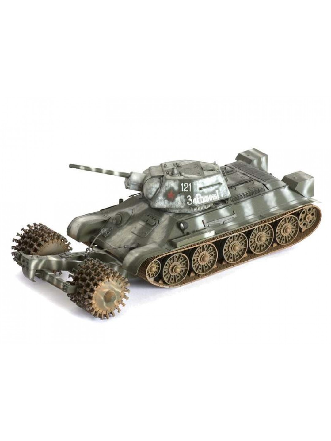Сборная модель ZVEZDA Советский средний танк с минным тралом Т-34/76, 1/35