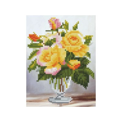 Алмазная мозаика 15х20 ЧАЙНЫЕ РОЗЫ (20 цветов)