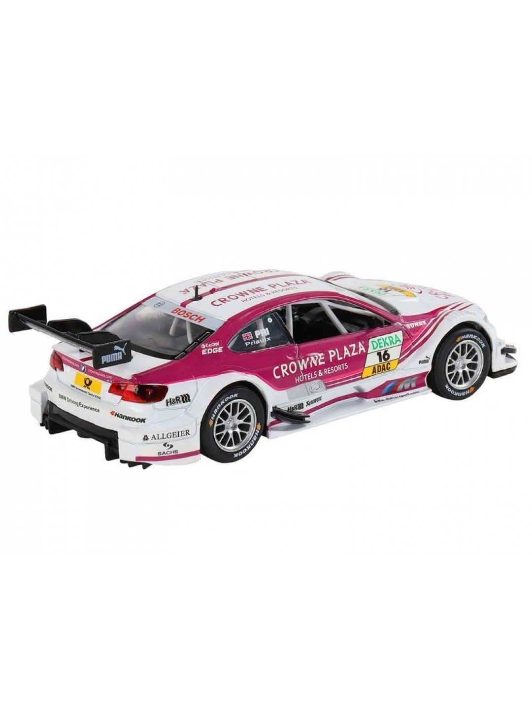 Машина "АВТОПАНОРАМА" BMW M3 DTM, белый-розовый, 1/32, свет, звук, инерция, в/к 17,5*13,5*9 см