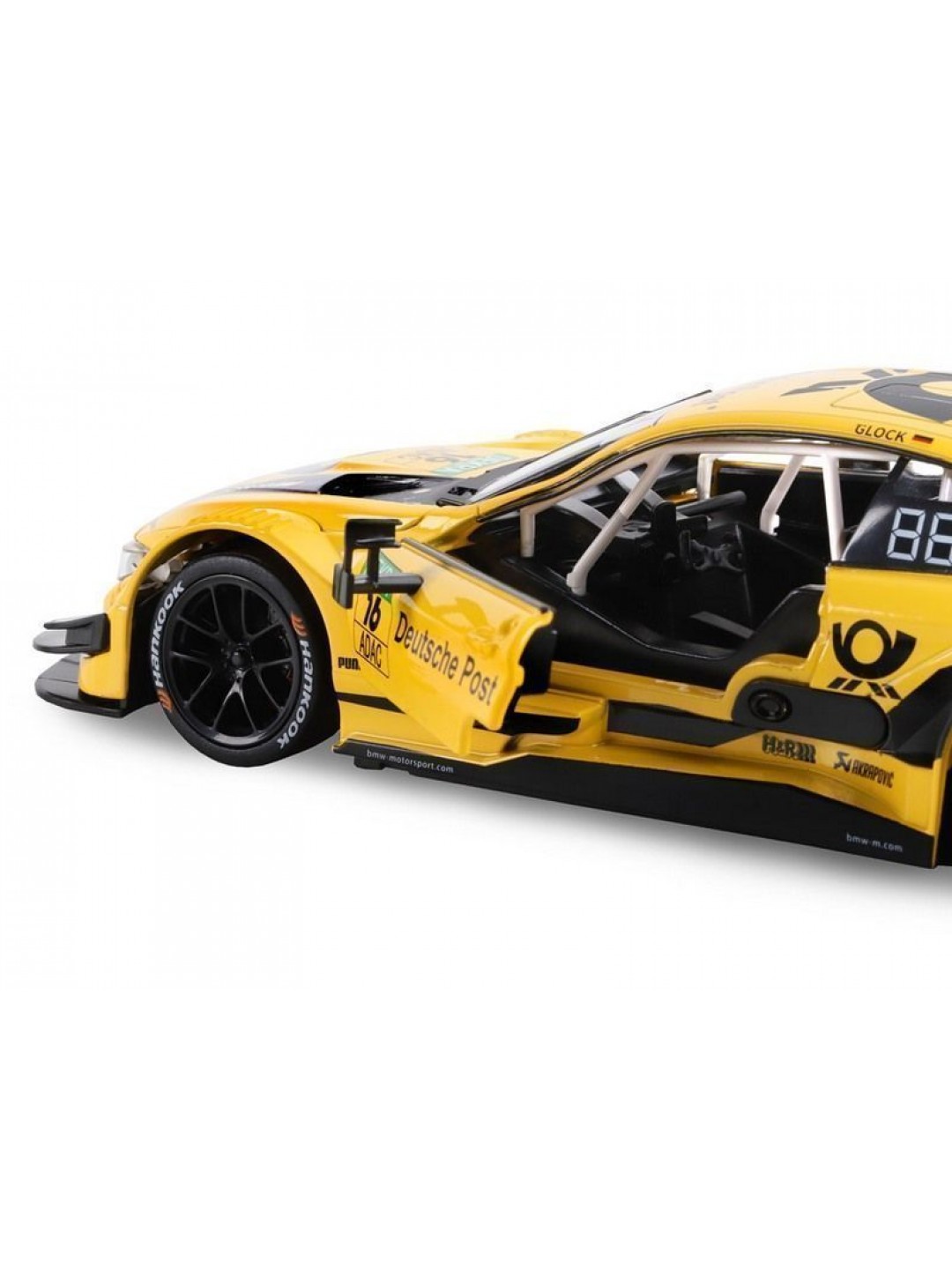 Машина "АВТОПАНОРАМА" BMW M4, желтый, 1/24, свет, звук, в/к 24,5*12,5*10,5 см
