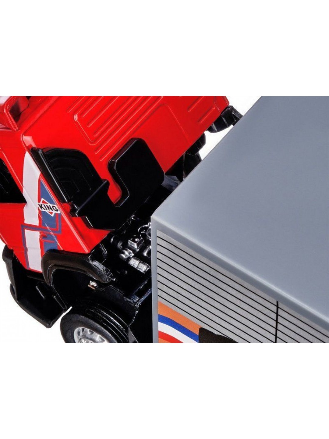 Машина "АВТОПАНОРАМА" Volvo, красный, 1/50, свет, звук, в/к 28*14*10 см