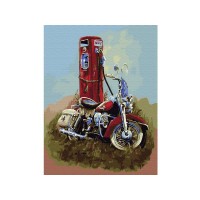 Картина по номерам с цветной схемой на холсте 30х40 Харлей Дэвидсон (20 цветов)