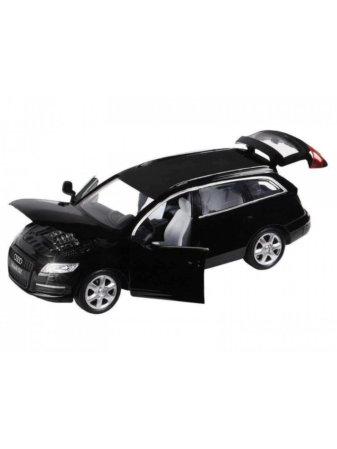 Машина "АВТОПАНОРАМА" Audi Q7, черный, 1/32, свет, звук, инерция, в/к 17,5*13,5*9 см