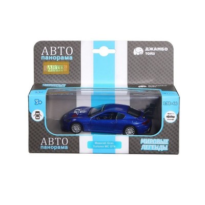 Машина "АВТОПАНОРАМА" Maserati Gran Turismo MC GT4, синий, 1/43, инерция, в/к 17,5*12,5*6,5 см