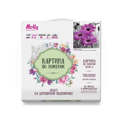 Картина по номерам 30х30 Герберы (16 цветов)