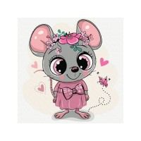 Картина по номерам 20Х20 МИЛАЯ МЫШКА (12 цветов)