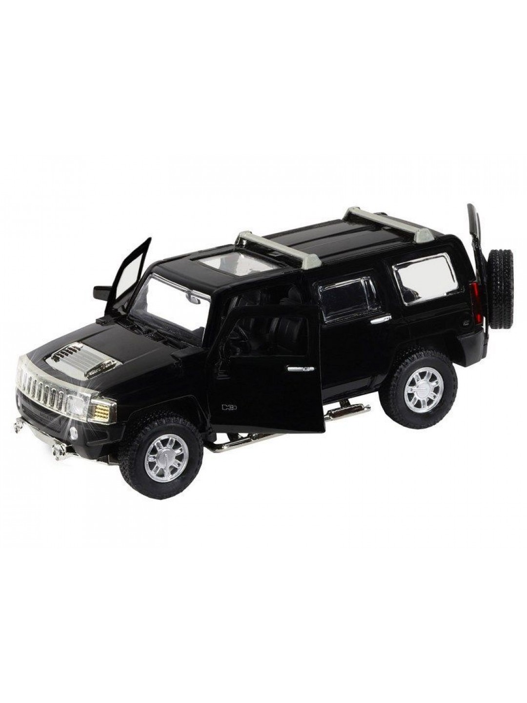 Машина "АВТОПАНОРАМА" Hummer H3, черный, 1/32, свет, звук, инерция, в/к 17,5*13,5*9 см