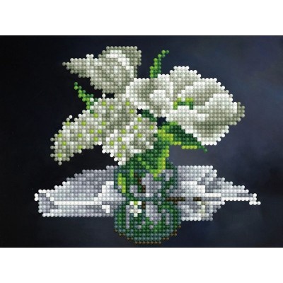 Алмазная мозаика 15х20 БЕЛЫЙ БУКЕТ (16 цветов)