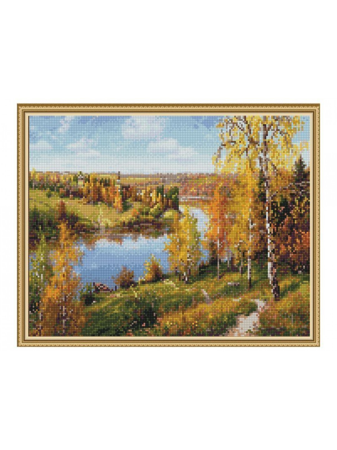 Картина мозаикой с нанесенной рамкой 40х50 ПРИЩЕПА. ОСЕНЬ. ГЛУБИНКА (32 цвета)
