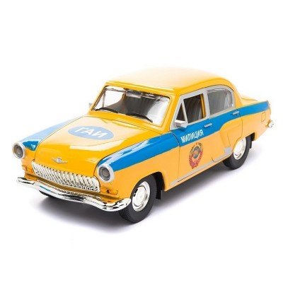 Машина "АВТОПАНОРАМА" ГАЗ-21 "Волга" 1/24 в/к  26*12*11см, желтая