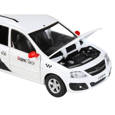Машина "АВТОПАНОРАМА" Яндекс.Такси LADA LARGUS, белый, 1/24, свет, звук, в/к 24,5*12,5*10,5 см