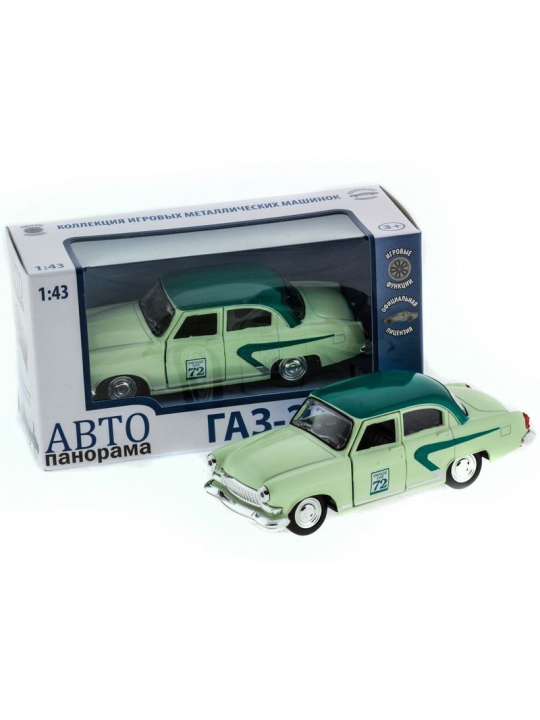 Машина "АВТОПАНОРАМА" инерц. ГАЗ-21 (винтаж) 1/43, в/к 14*7*5,5 см