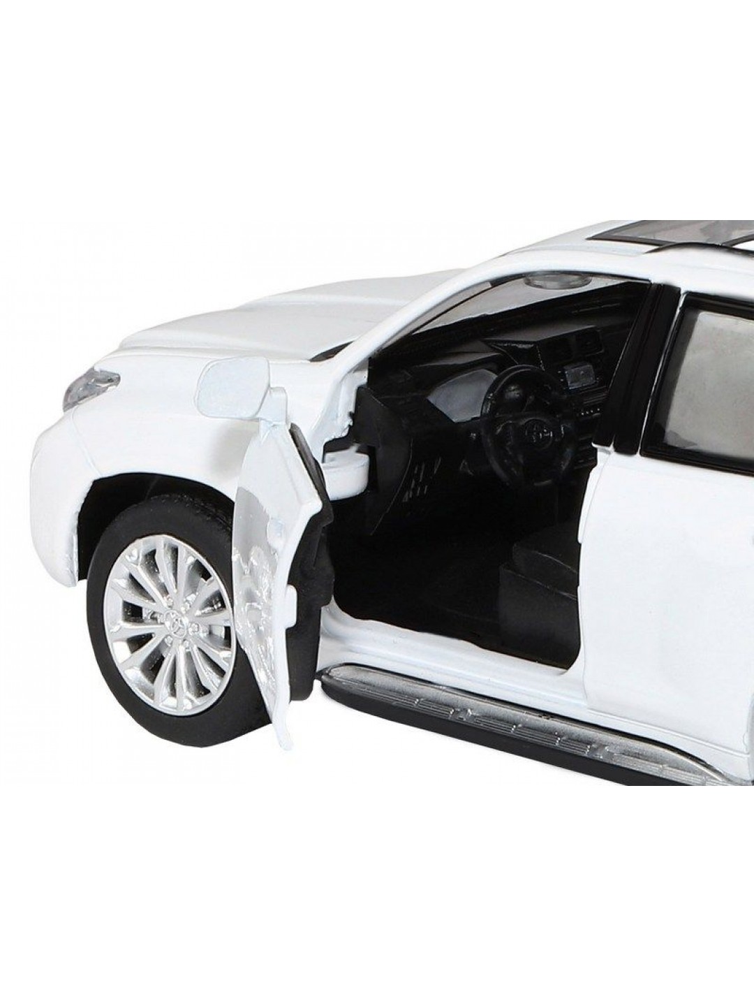Машина "АВТОПАНОРАМА" Land Cruiser Prado, белый, 1/32, свет, звук, инерция, в/к 17,5*13,5*9 см