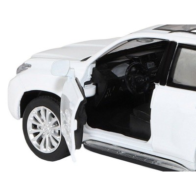 Машина "АВТОПАНОРАМА" Land Cruiser Prado, белый, 1/32, свет, звук, инерция, в/к 17,5*13,5*9 см
