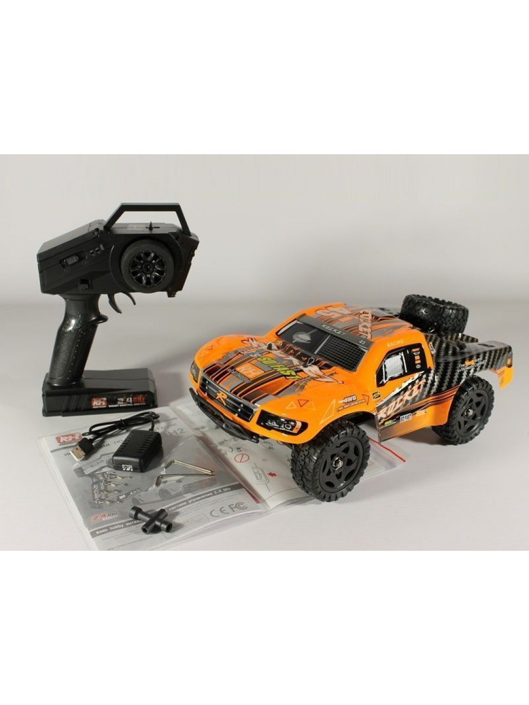 Радиоуправляемый шорт-корс Remo Hobby Rocket Brushless V2.0 (оранжевый) 4WD 2.4G 1/16 RTR