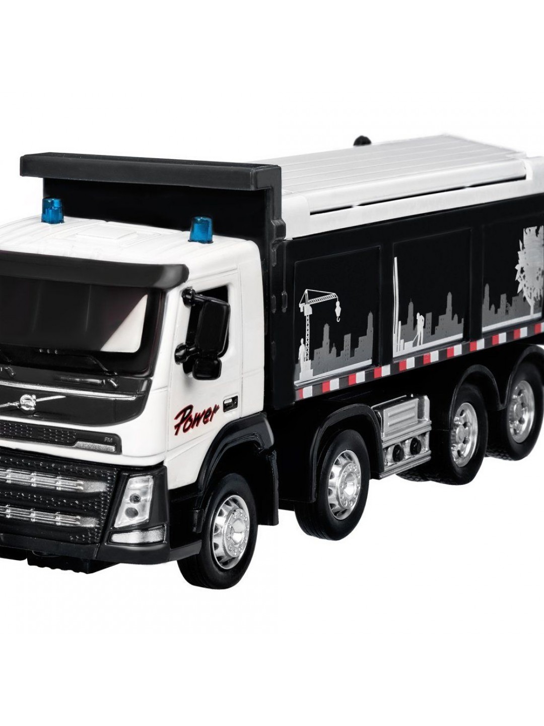 Машина "АВТОПАНОРАМА" Volvo самосвал, белый, 1/50, свет, звук, в/к 28*14*10 см
