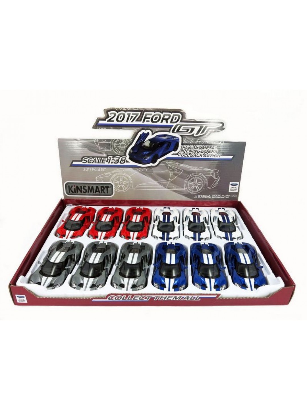 Машина Kinsmart 1:38 2017 Ford GT with printing инерция (1/12шт.) б/к