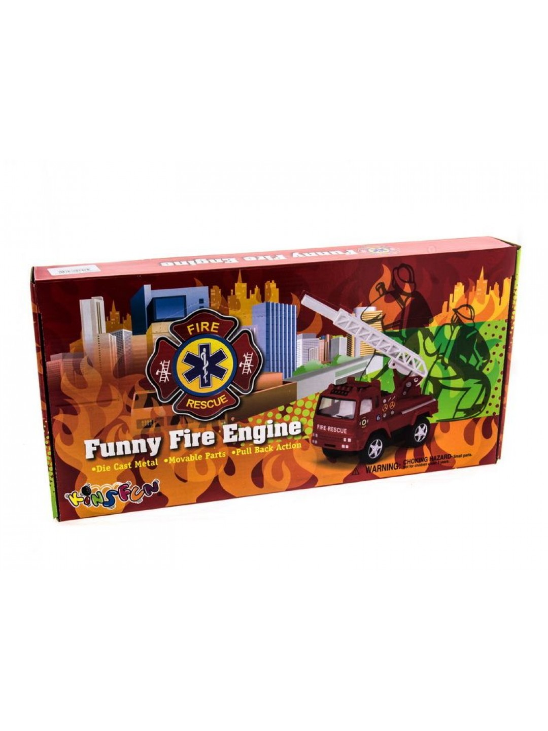 Машина Kinsmart "Funny Fire Engine pull back action" инерция (1/12шт.) 1:32 б/к