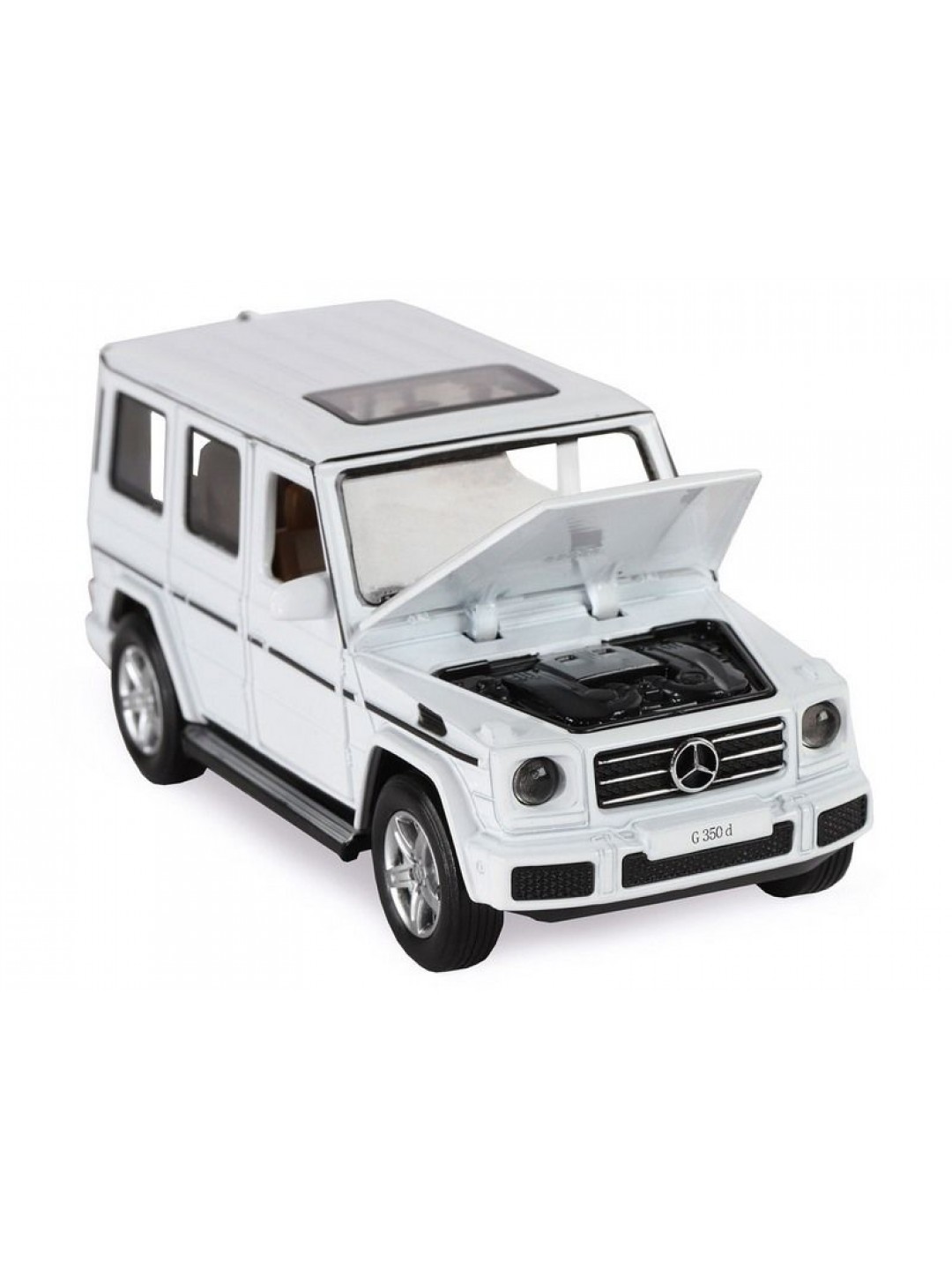 Машина "АВТОПАНОРАМА" Mercedes-Benz G350d, белый, 1/32, свет, звук, инерция, в/к 18*9*13,5 см