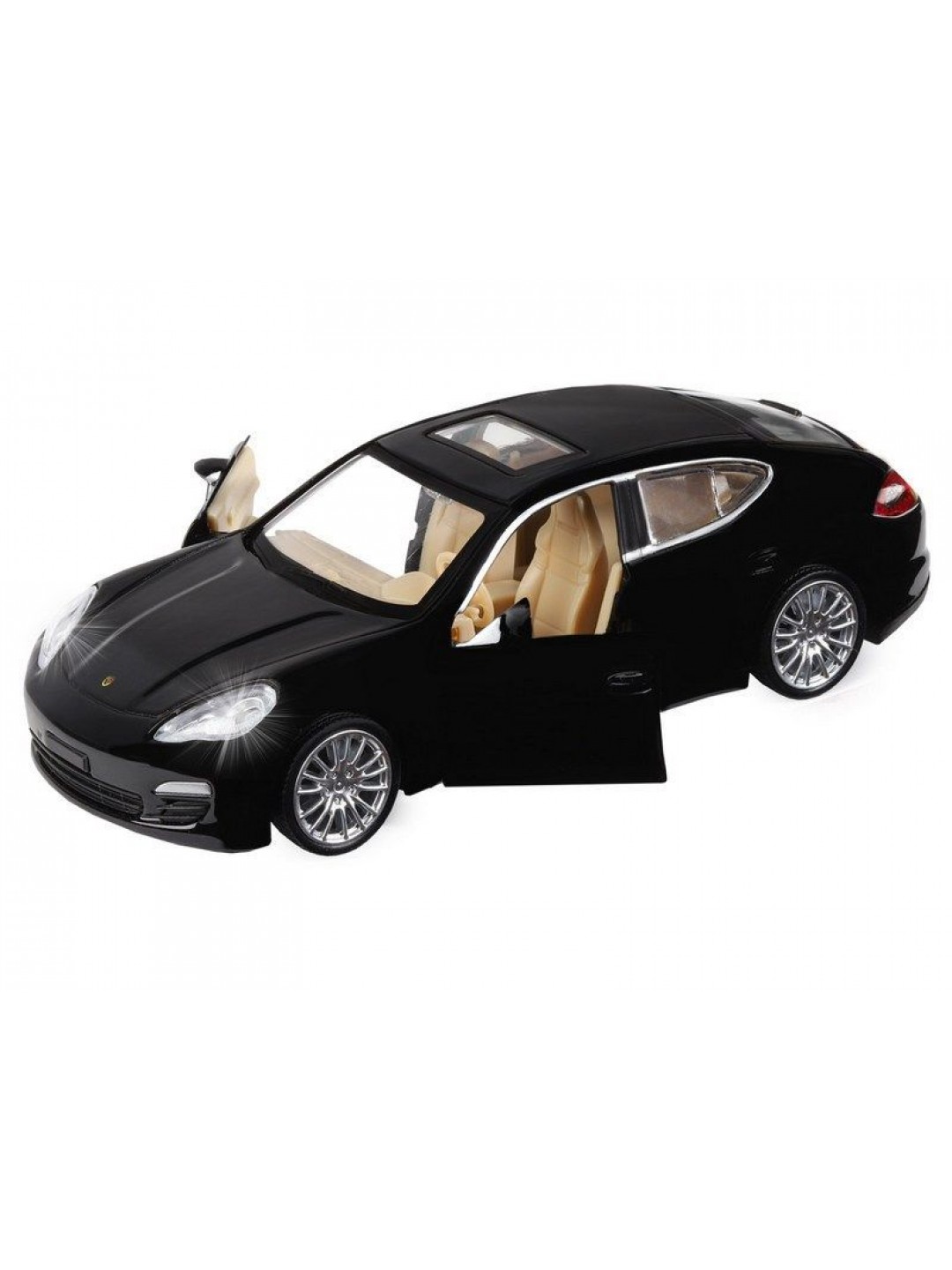 Машина "АВТОПАНОРАМА" Porsche Panamera S, черный, 1/32, свет, звук, инерция, в/к 17,5*13,5*9 см