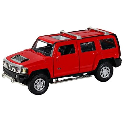 Машина "АВТОПАНОРАМА" Hummer H3, красный, 1/32, свет, звук, инерция, в/к 17,5*13,5*9 см