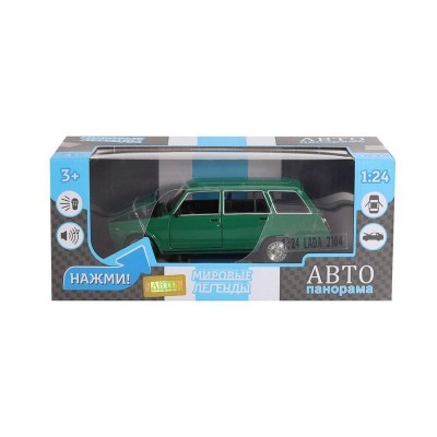 Машина "АВТОПАНОРАМА" ВАЗ 2104, зеленый, 1/24, инерция, в/к 24,5*12,5*10,5 см