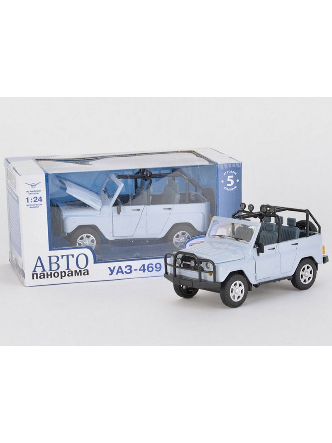 Машина "АВТОПАНОРАМА" УАЗ-469 1/24 в/к 22*12*11 см, белая