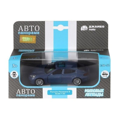 Машина "АВТОПАНОРАМА" Porsche Panamera S, синий, 1/43, инерция, в/к 17,5*12,5*6,5 см