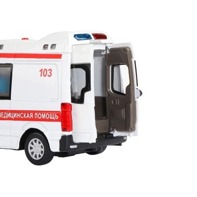 Машина "АВТОПАНОРАМА" Mercedes Sprinter "Скорая помощь", белый, 1/32, в/к 18*9*13,5 см