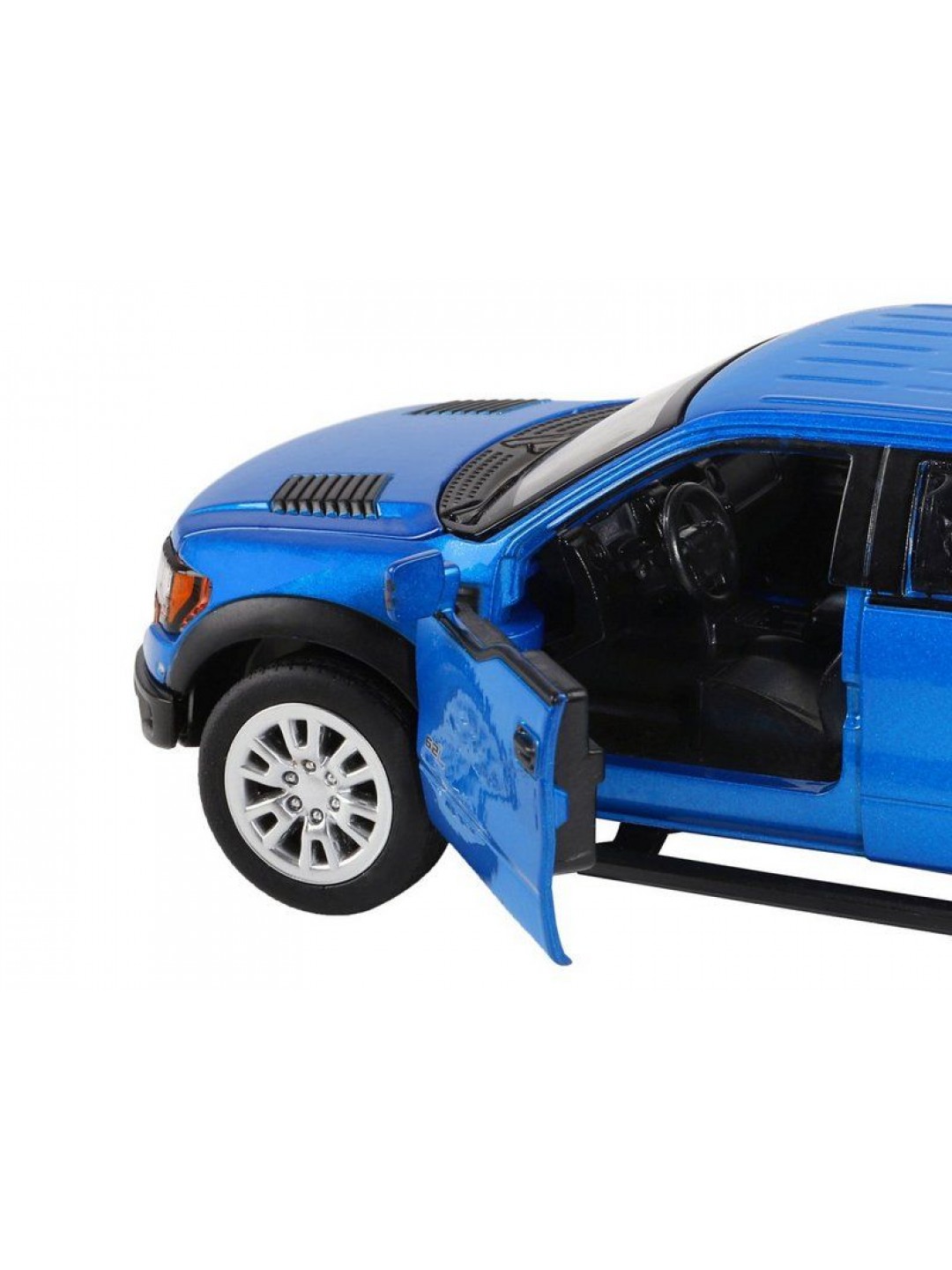 Машина "АВТОПАНОРАМА" Ford F-150 SVT Raptor, синий, 1/34, свет, звук, инерция, в/к 20*10*11 см